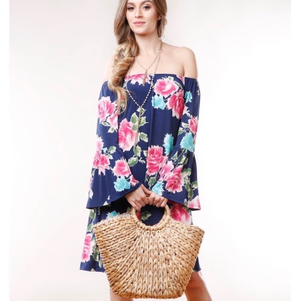 🌺NWT, Boutique Navy & Fuchsia Dress